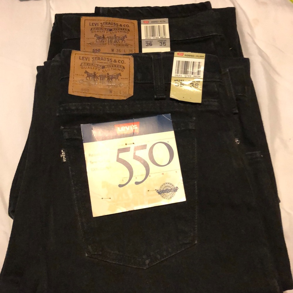 NWT Levi’s men’s jeans 550 2 pair 36x36 black